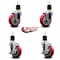 Service Caster 4'' Red Poly Wheel Swivel 1-7/8'' Expanding Stem Caster Set 2 Brakes, 4PK SCC-EX20S414-PPUB-RED-2-TLB-2-178 - alternate 4
